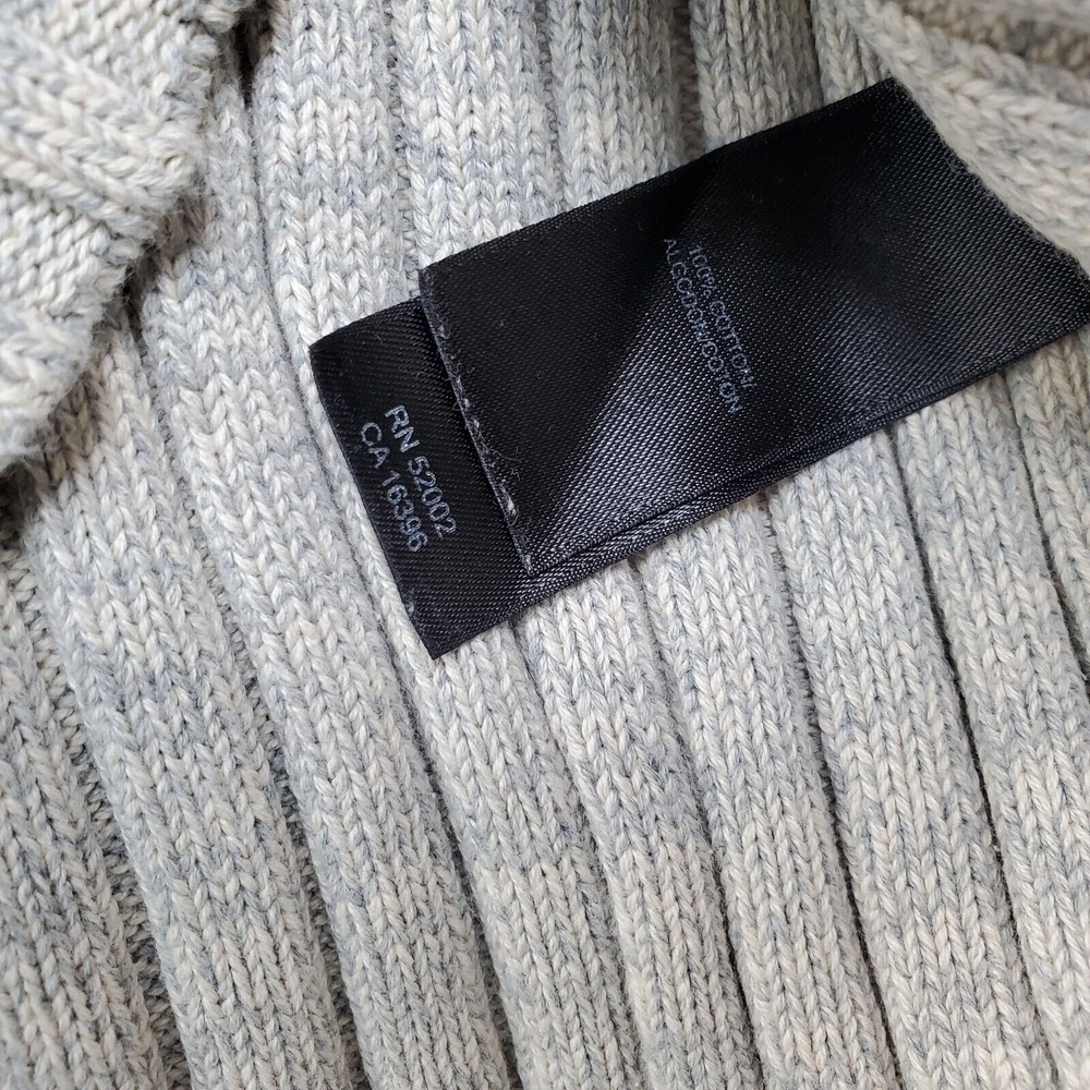 DKNY Sweater Mens Large Gray‎ Chunky Knit Ribbed Stretch Mock Neck Quarter Zip - Picture 7 of 7